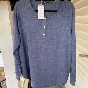 Automet Men's Long Sleeve Henley in Heather Blue